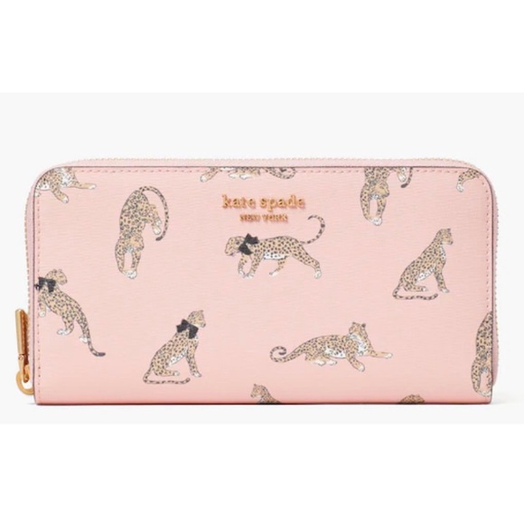 kate spade Handbags - Kate Spade Morgan Leopard print zip-around continental wallet NWT